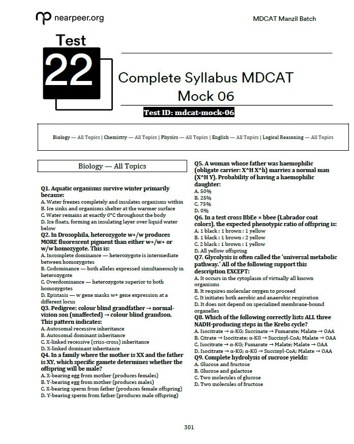 MDCAT Manzil Test Session Book with FREE Mistakes Diary