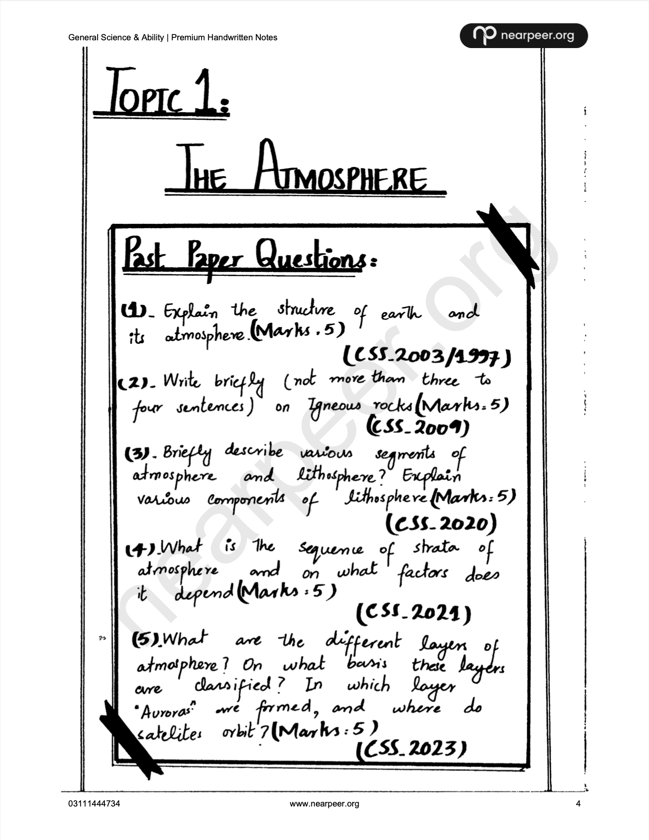 CSS General Science & Ability Premium Handwritten notes by Abrar Ahmad Butt Volume 2