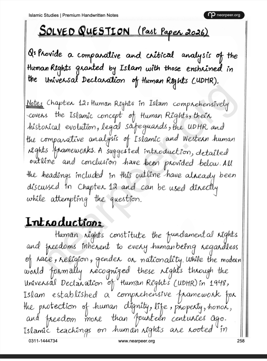 CSS PMS Islamic Studies Premium Handwritten notes by Mohammad Murtaza 2nd Edition