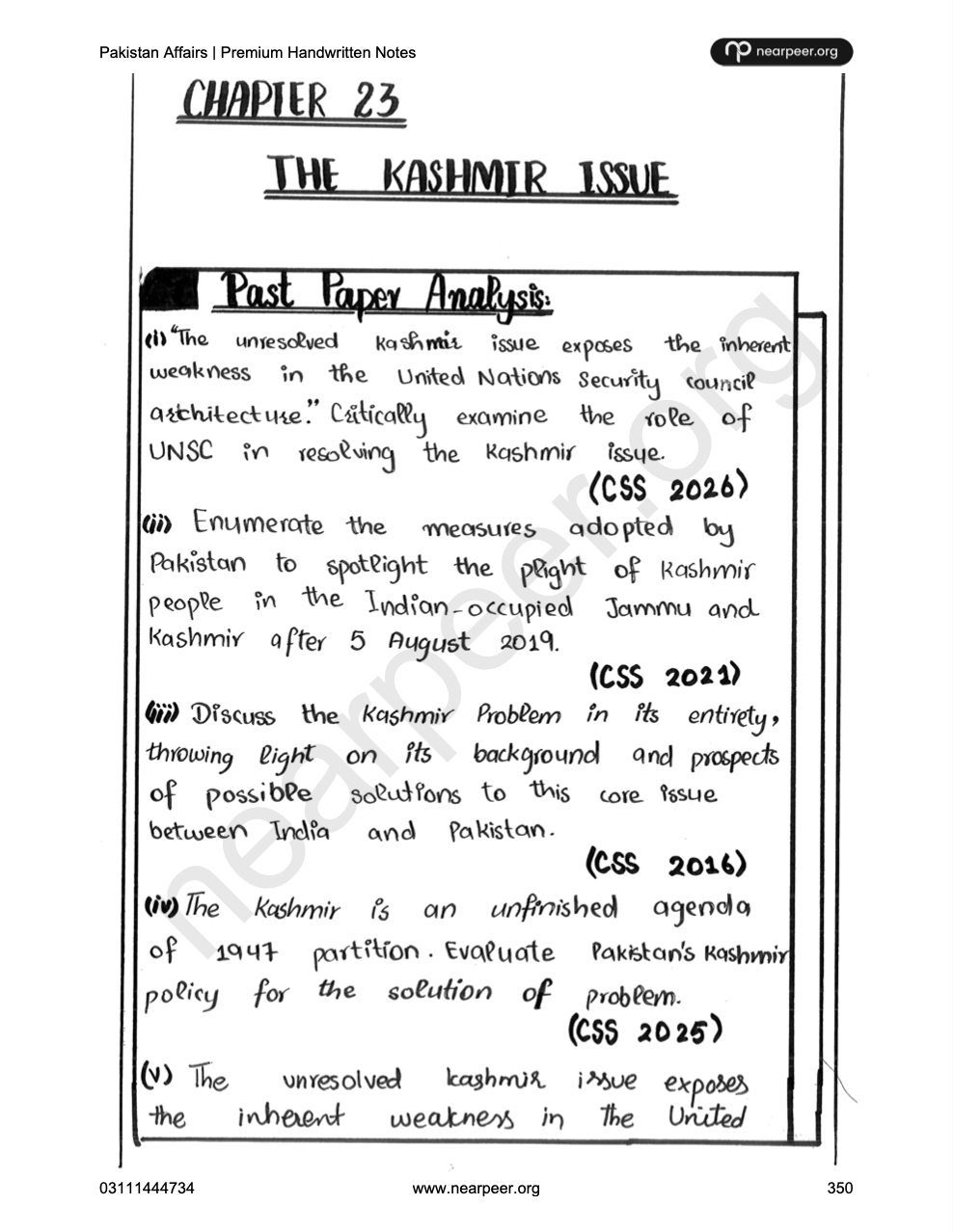 CSS PMS Pakistan Affairs Premium Handwritten Notes by Awaid Irshad Bhatti Volume 2 - Nearpeer