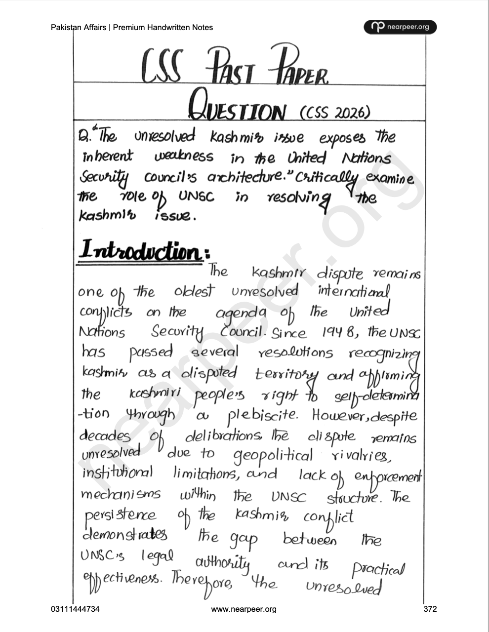 CSS PMS Pakistan Affairs Premium Handwritten Notes by Awaid Irshad Bhatti Volume 2 - Nearpeer