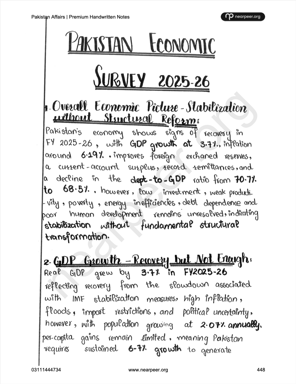 CSS PMS Pakistan Affairs Premium Handwritten Notes by Awaid Irshad Bhatti Volume 2 - Nearpeer