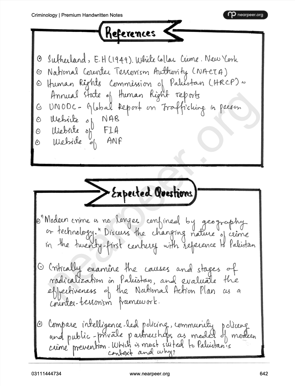 CSS Criminology Premium Handwritten Notes by Hassnain Arshad
